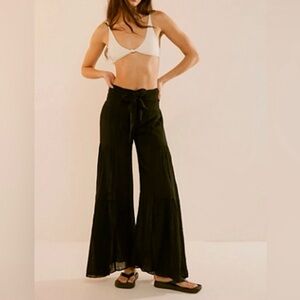 Free People Black Wide-Leg Pants
